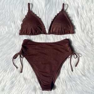 shimmer high-waist cheeky bikini